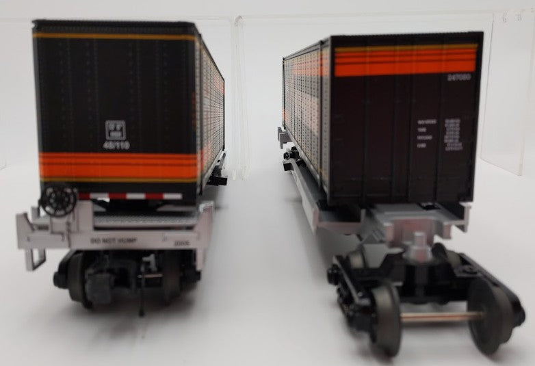MTH 20-2595B O Gauge Harley-Davidson 2 Car Spine Car Set with 2 48' Containers EX/Box