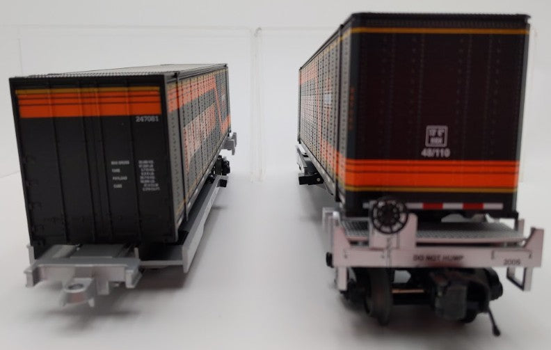 MTH 20-2595B O Gauge Harley-Davidson 2 Car Spine Car Set with 2 48' Containers EX/Box