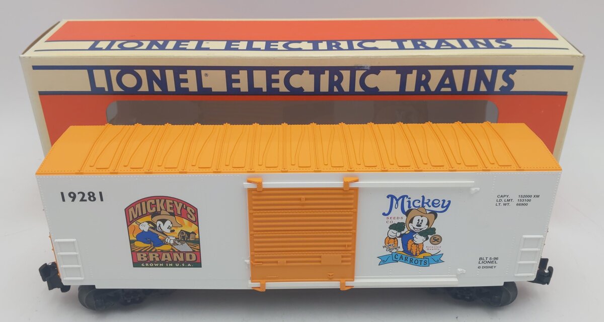 Lionel 6-19281 Mickeys Carrots Hi-Cube Boxcar EX/Box