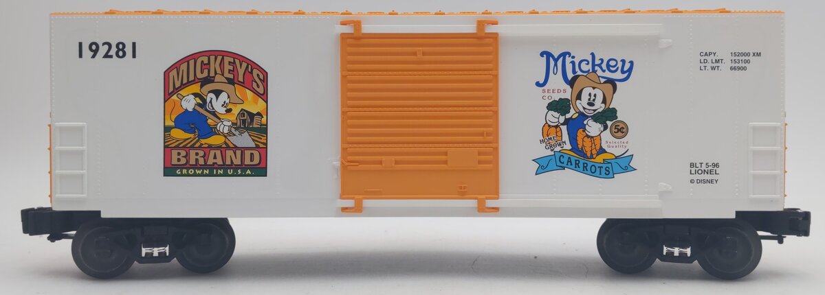 Lionel 6-19281 Mickeys Carrots Hi-Cube Boxcar EX/Box