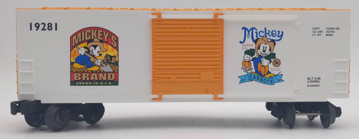 Lionel 6-19281 Mickeys Carrots Hi-Cube Boxcar EX/Box