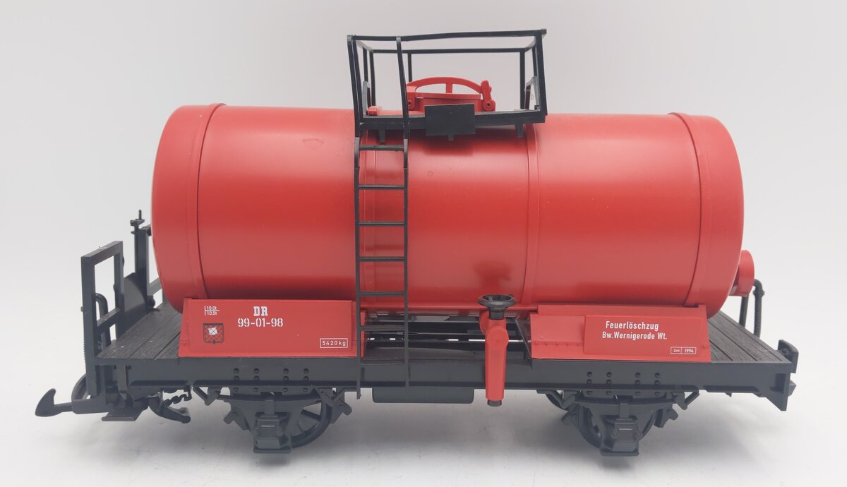 LGB 45403 G Scale DR Fire Department Tank Car - Plastic Wheels EX/Box