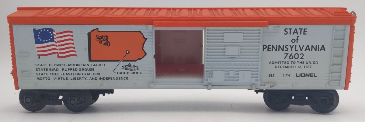 Lionel 6-7602 O Gauge Spirit of 76 State of Pennsylvania Boxcar #7602 VG/Box