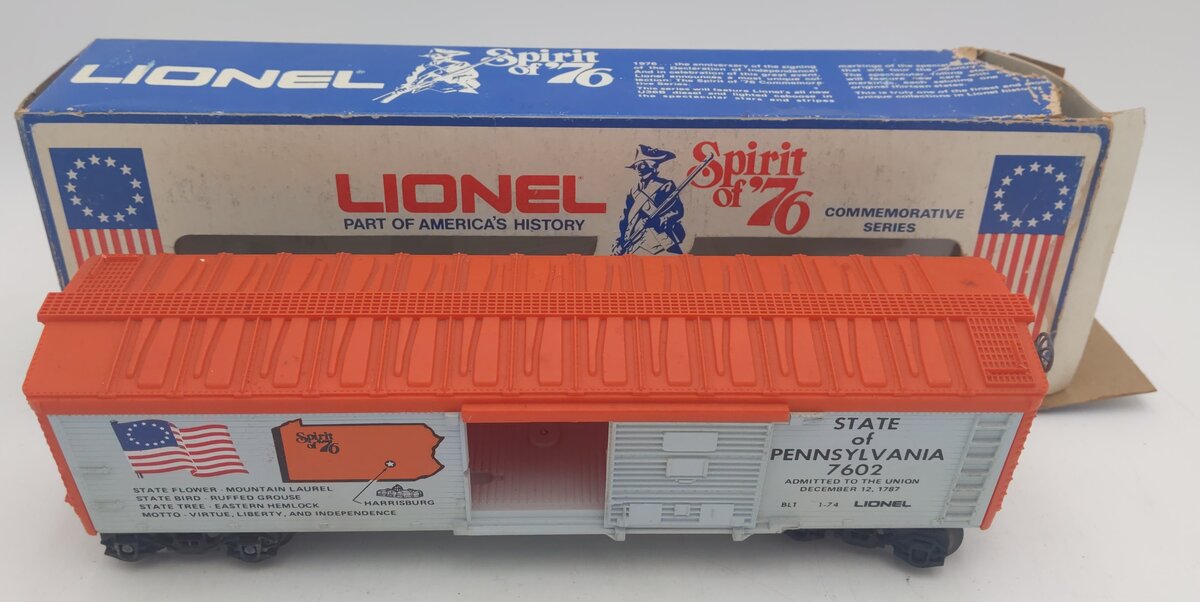 Lionel 6-7602 O Gauge Spirit of 76 State of Pennsylvania Boxcar #7602 VG/Box