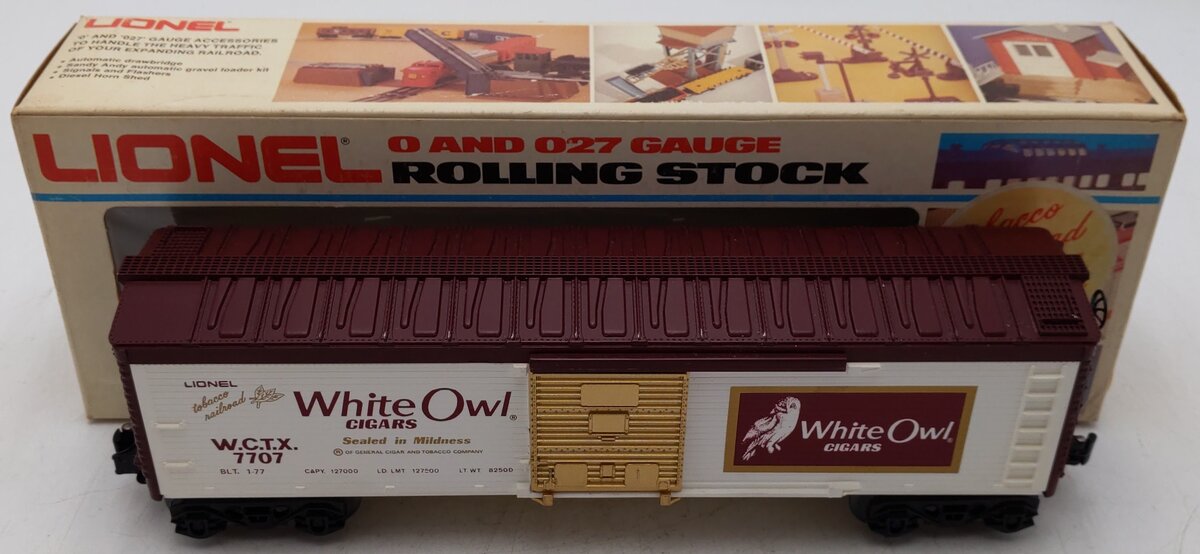 Lionel 6-7707 O Gauge White Owl Cigar Boxcar EX