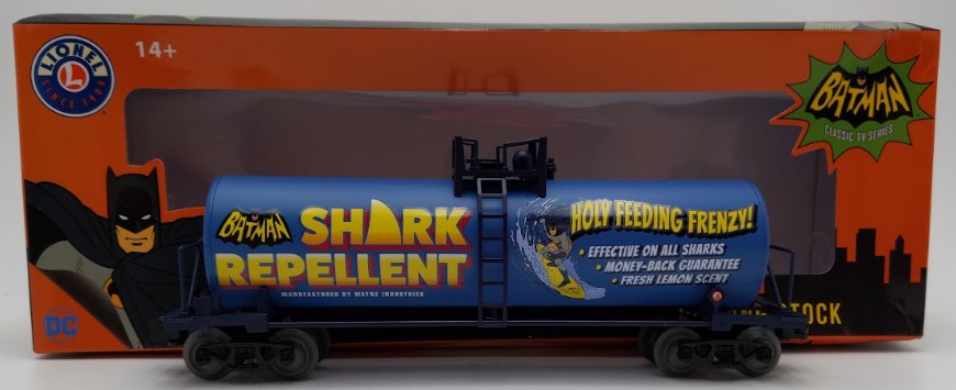 Lionel 2028280 O Gauge Batman Shark Repellent Unibody Tank Car EX/Box