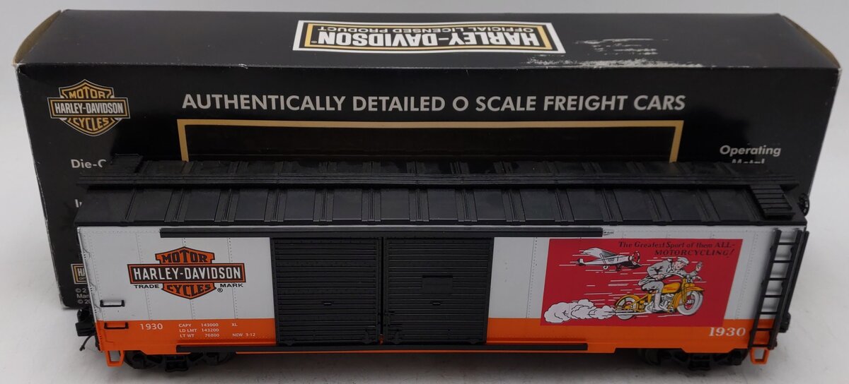 MTH 20-93544 O Gauge Harley Davidson 50' Double Door Box Car #1930 EX/Box