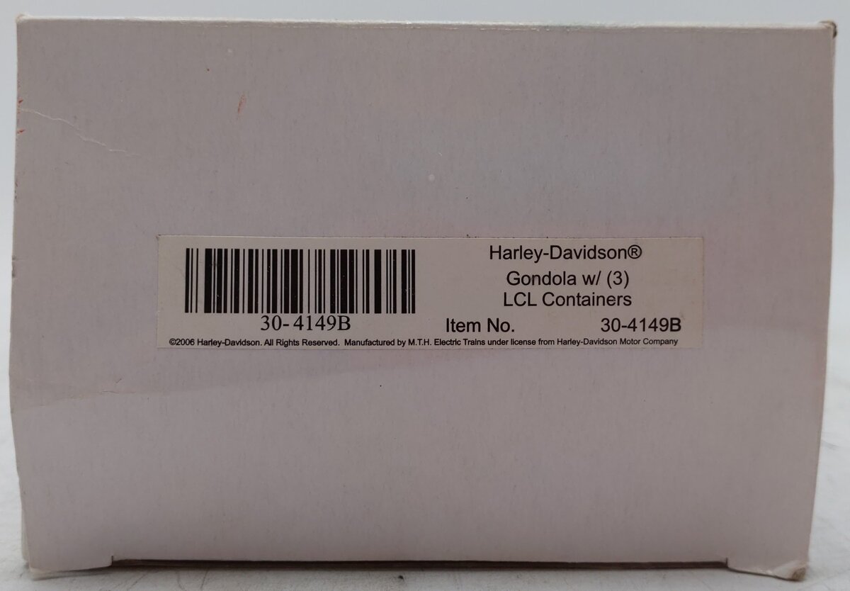 MTH 30-4149B O Gauge Harley Davidson Gondola w/ 3 LCL Containers EX/Box