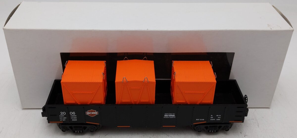 MTH 30-4149B O Gauge Harley Davidson Gondola w/ 3 LCL Containers EX/Box