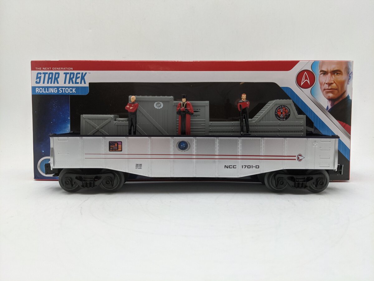 Lionel 2128100 O Gauge Star Trek Ryker, Picard and Q Chasing Gondola