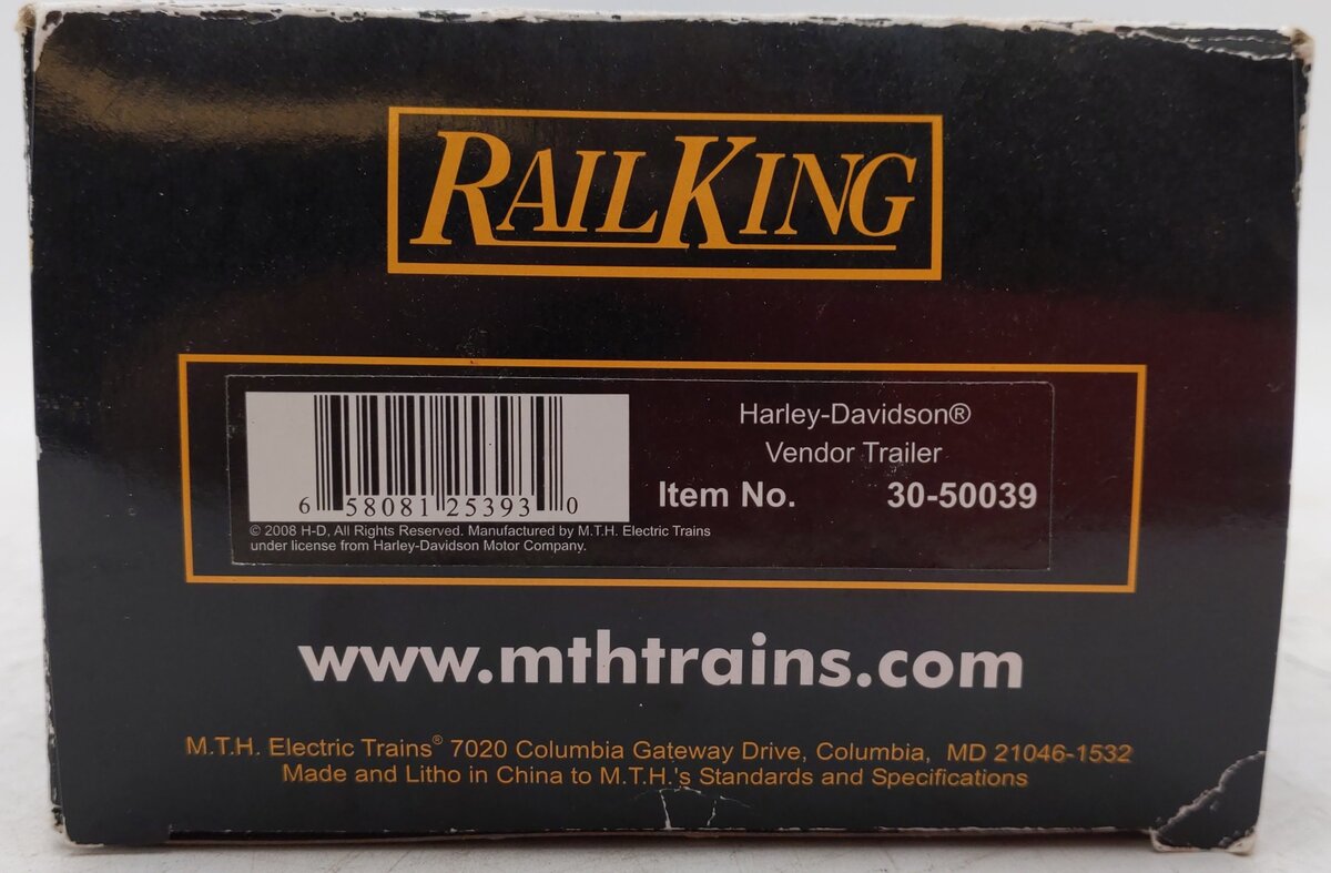 MTH 30-50039 Harley-Davidson Vendor Trailer EX/Box