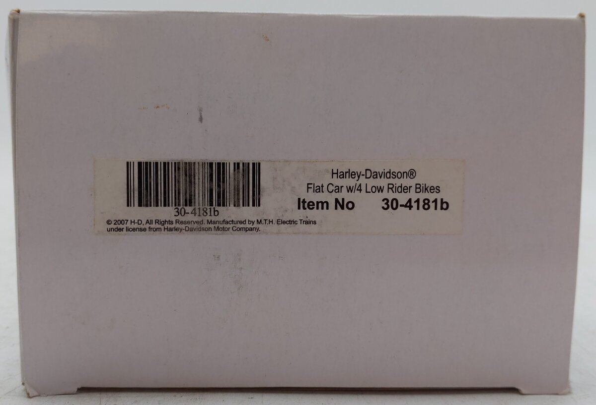 MTH 30-4181b O Gauge Harley Davidson Flatcar w/ Bike Load EX/Box