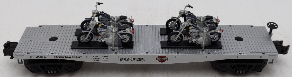 MTH 30-4181b O Gauge Harley Davidson Flatcar w/ Bike Load EX/Box