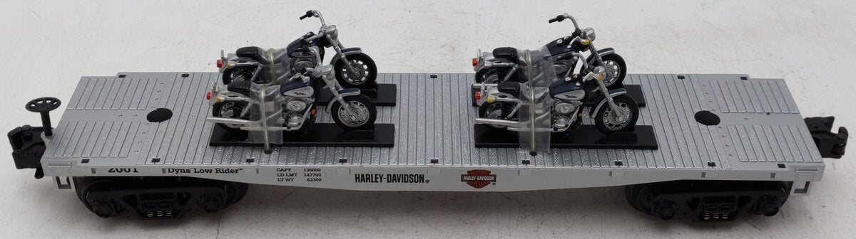 MTH 30-4181b O Gauge Harley Davidson Flatcar w/ Bike Load EX/Box