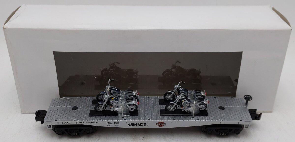 MTH 30-4181b O Gauge Harley Davidson Flatcar w/ Bike Load EX/Box