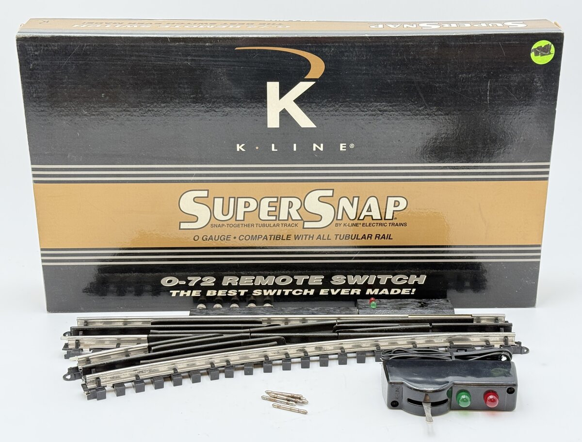 K-Line K-0775 O SuperSnap 72" Left Hand Remote Control Switch Turnout EX/Box