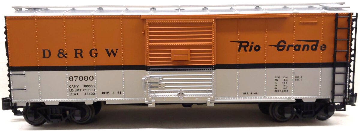 Aristo-Craft 46002 G Scale Rio Grande Boxcar #67990 w/Plastic Wheels LN/Box