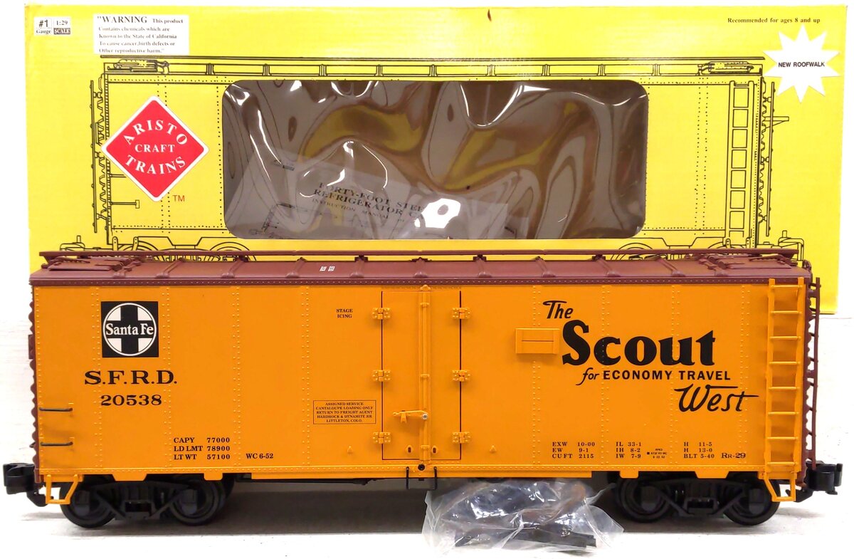 Aristo-Craft 46228-1 ATSF/Santa Fe Scout Reefer Car LN/Box