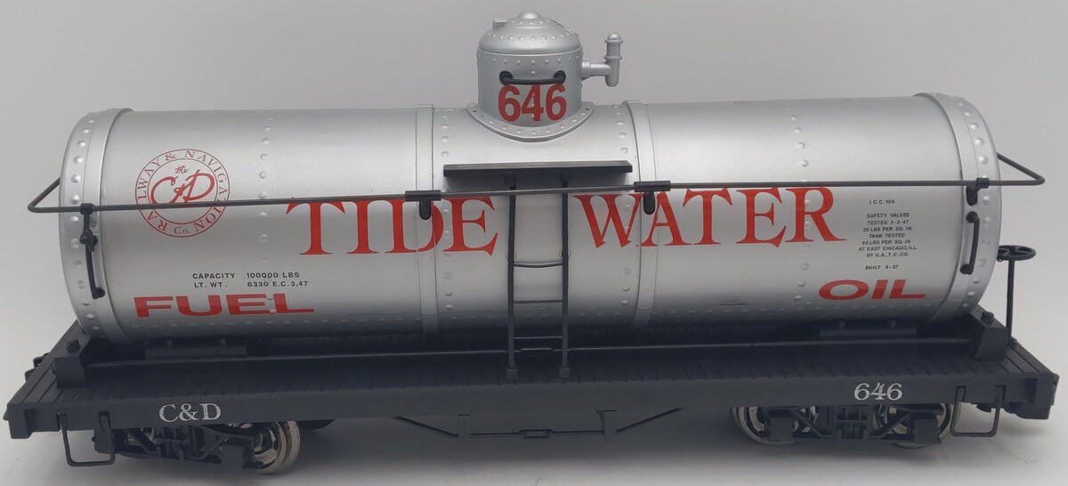 Bachmann 93463 G Gauge C&D Lines Tank Car (Metal Wheels) VG