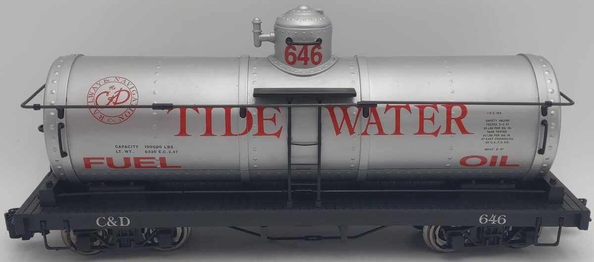 Bachmann 93463 G Gauge C&D Lines Tank Car (Metal Wheels) VG