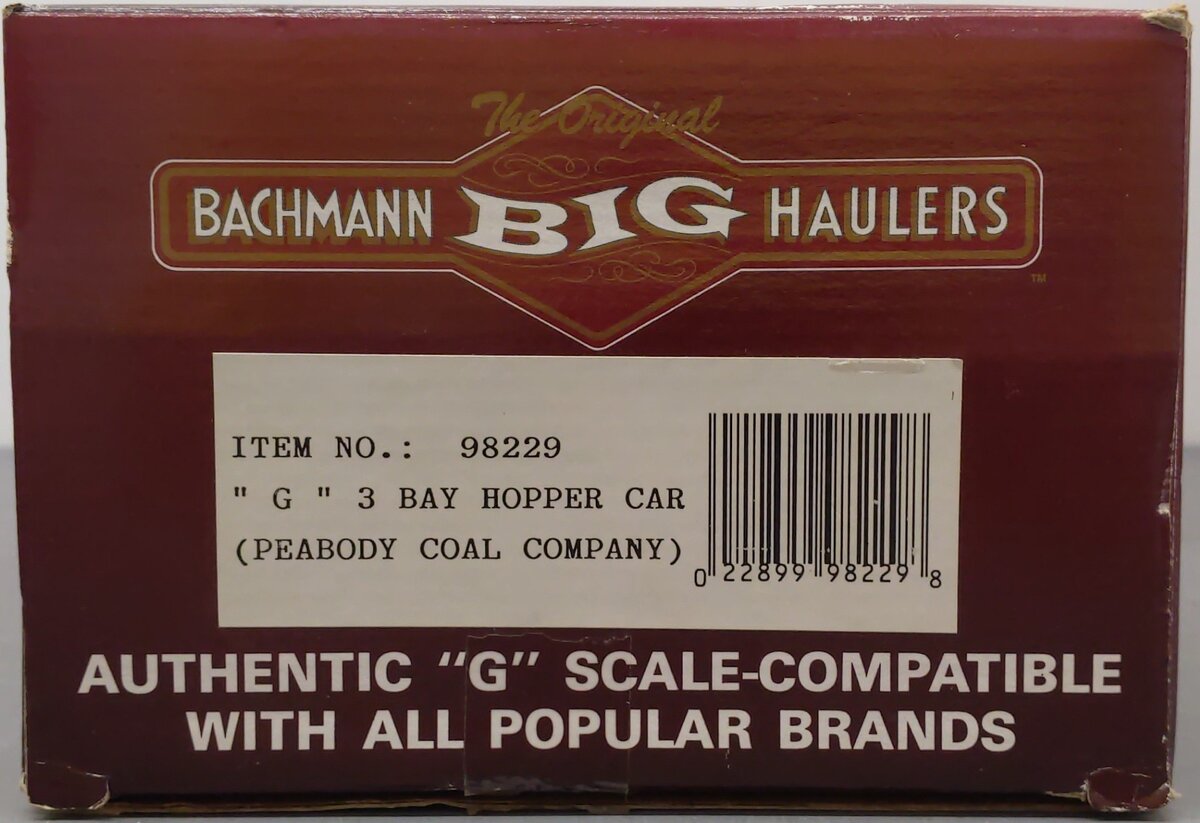 Bachmann 98229 G Scale Peabody 3-Bay Hopper w/ Coal Load #6687 EX/Box