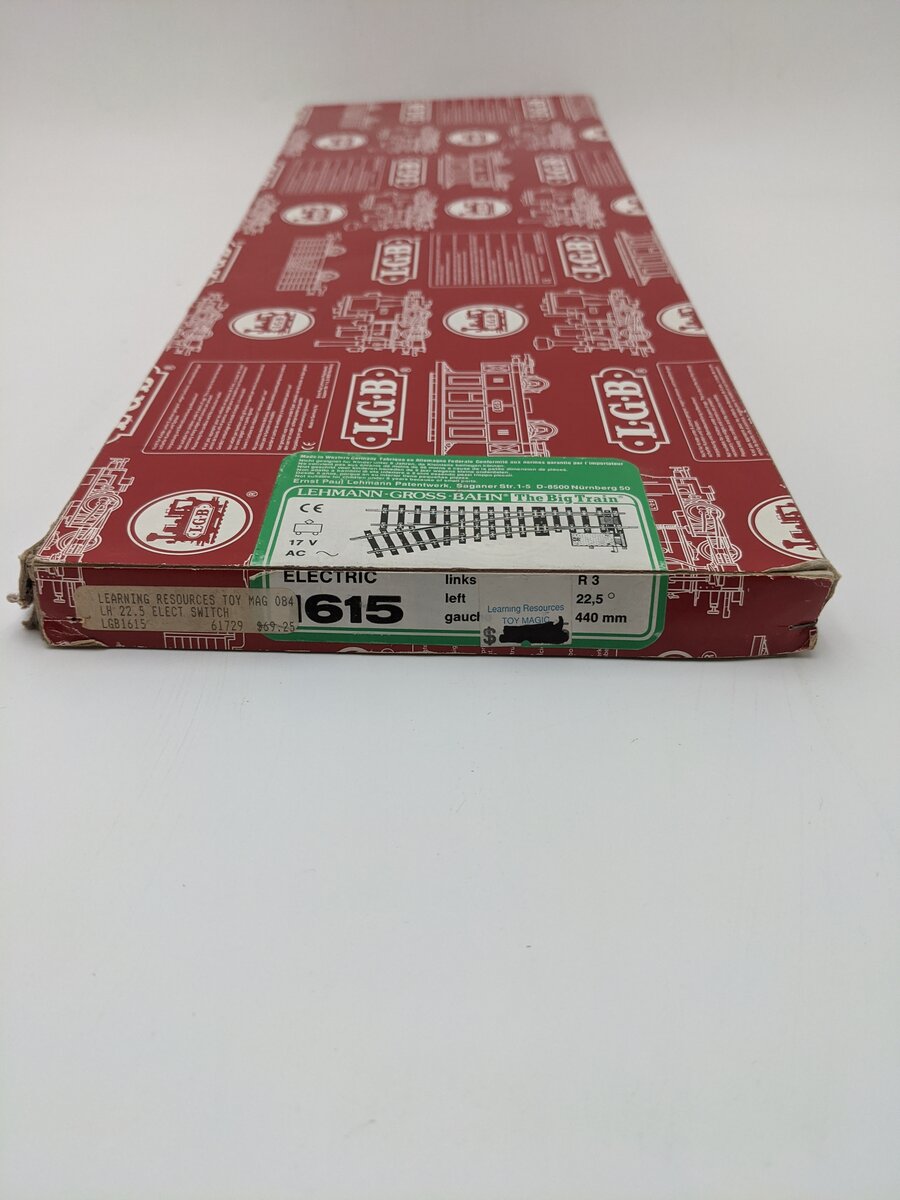 LGB 1615 G Scale R3 22.5° Left Hand Remote Switch Turnout EX/Box