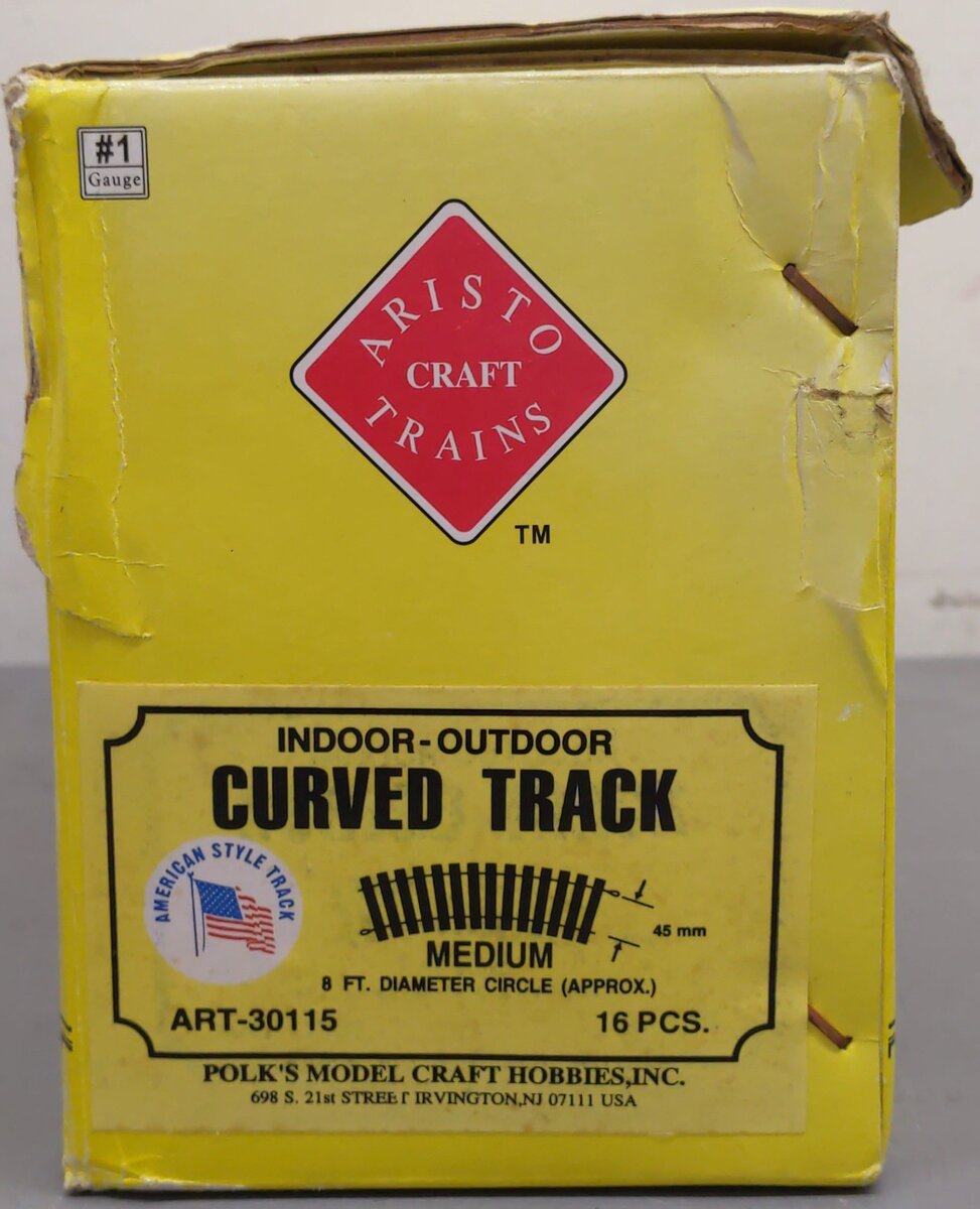 Aristo-Craft 30115 USA Brass 8' Diameter Curved Track Sections (16) EX/Box