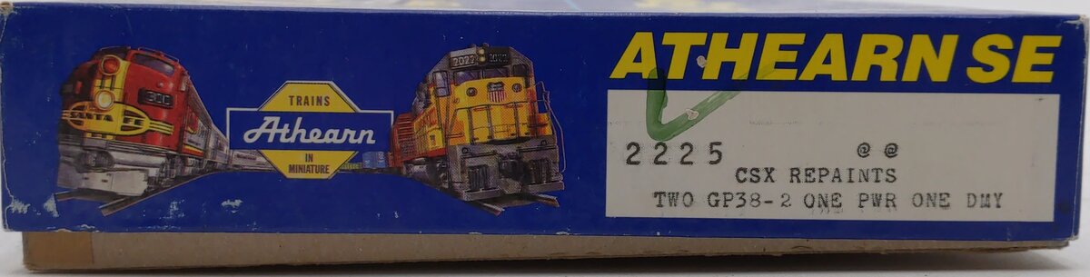 Athearn 2225 HO CSX Repaint GP38-2 Power & Dummy Diesel Locomotive #2524/2621 VG/Box