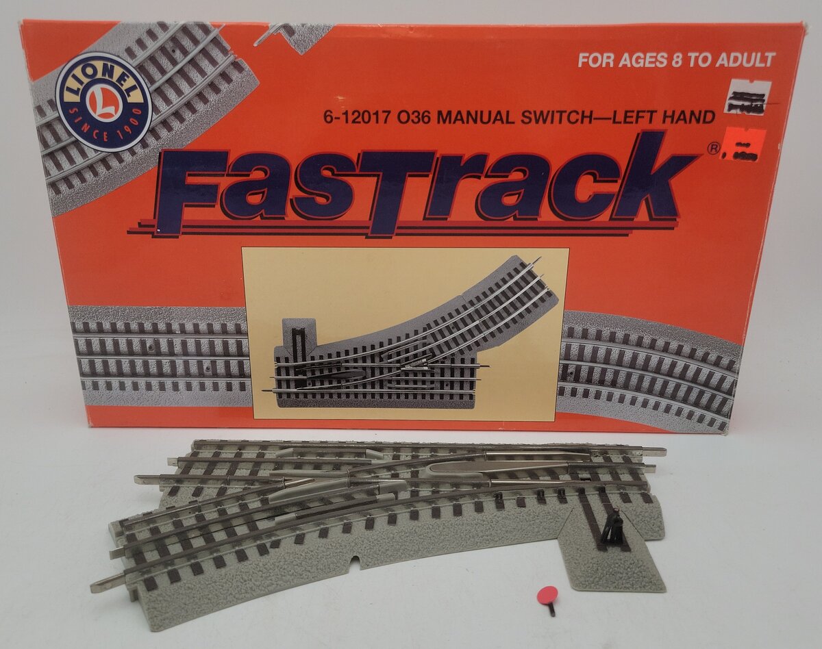 Lionel 6-12017 O36 FasTrack Left Hand Manual Switch Turnout EX/Box