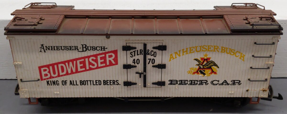 LGB 4070 G Scale Budweiser Woodside Reefer Car #4070 VG