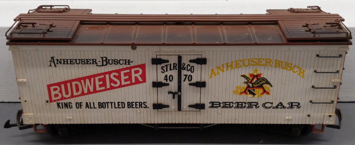 LGB 4070 G Scale Budweiser Woodside Reefer Car #4070 VG