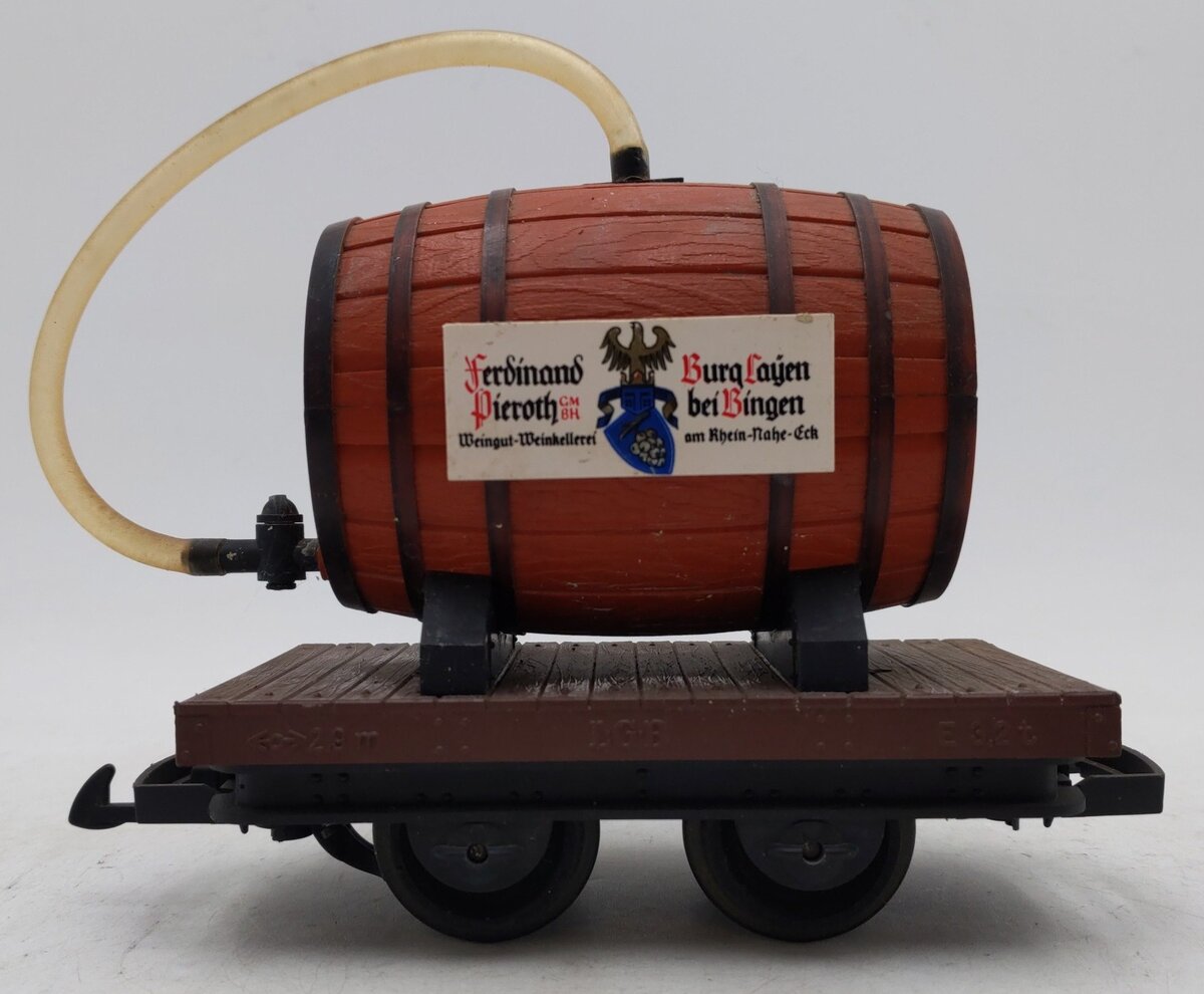 LGB 4047 G Scale Flatcar w/ Ferdinand Pieroth Barrel VG