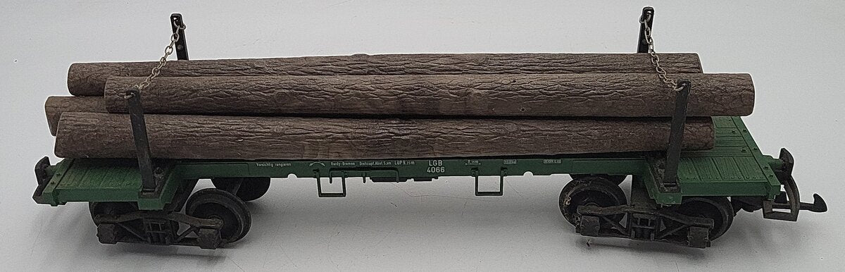 LGB 4066 G Scale Green Flatcar with Log Load #4066 VG
