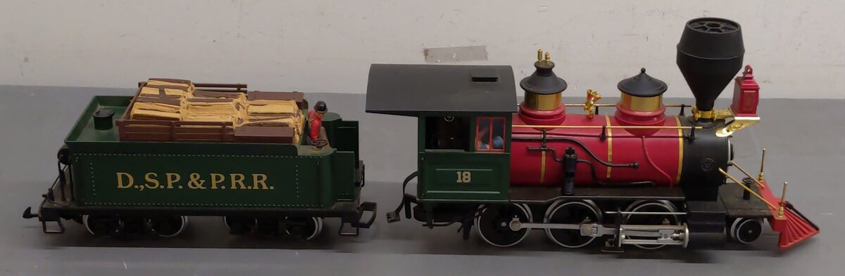 LGB 2018D G Scale DSP&PRR 2-6-0 Mogul Steam Locomotive & Tender #18 EX
