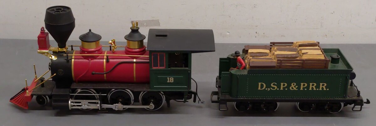 LGB 2018D G Scale DSP&PRR 2-6-0 Mogul Steam Locomotive & Tender #18 EX