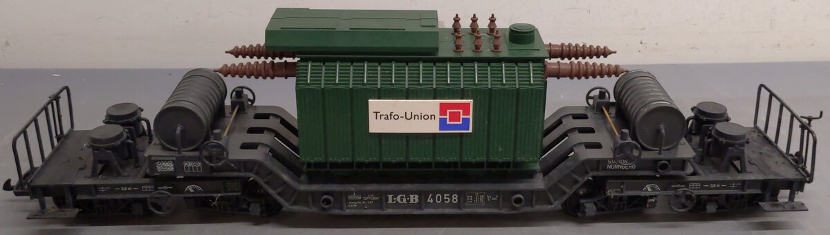 LGB 4058 G Scale Trafo-Union Depressed Center Transformer Flatcar VG