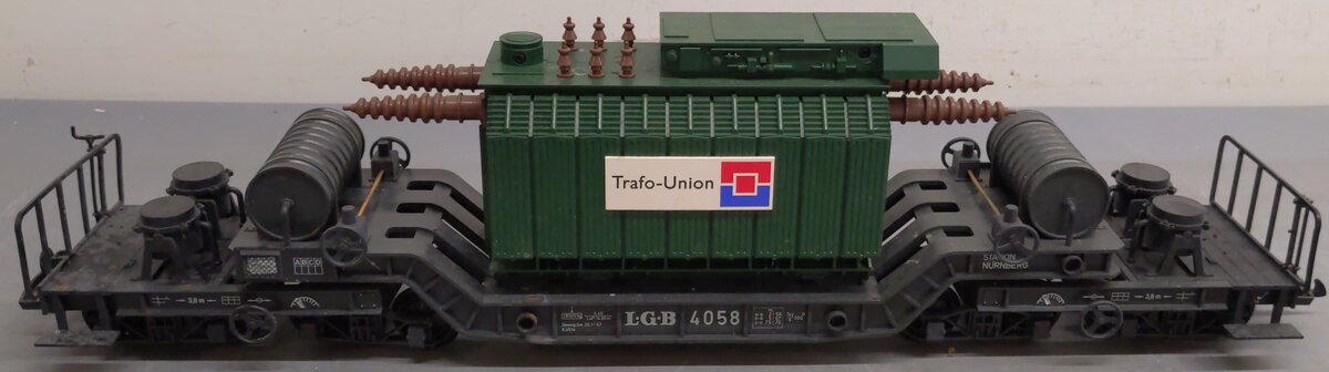 LGB 4058 G Scale Trafo-Union Depressed Center Transformer Flatcar VG