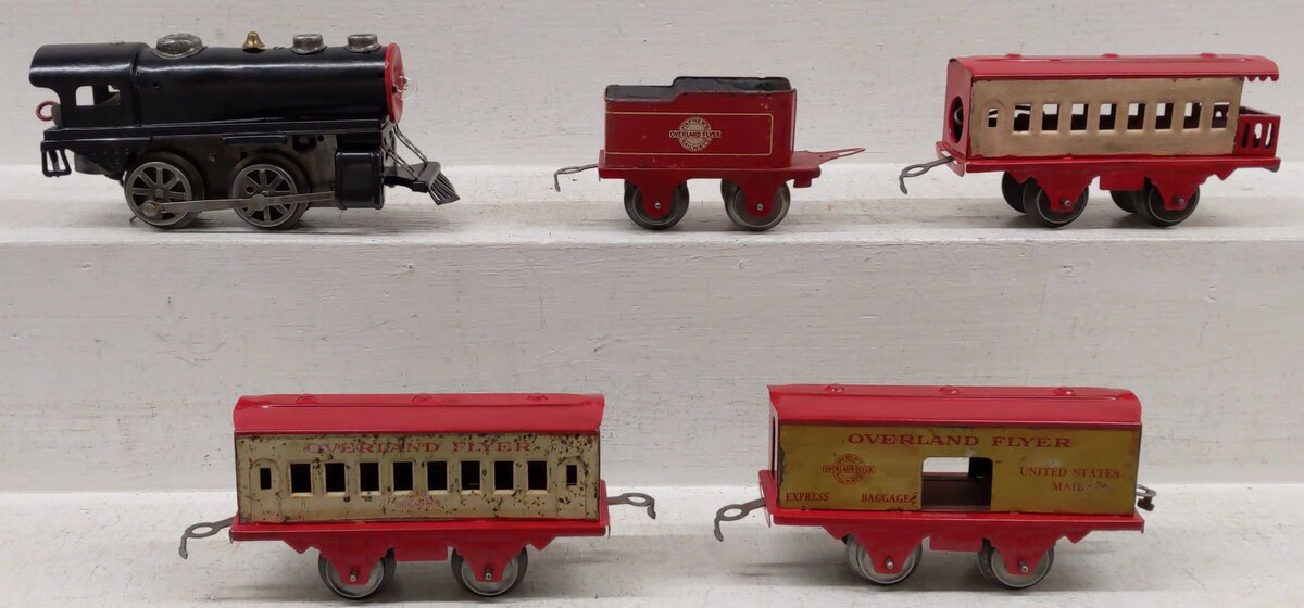 Hafner 1103 Prewar O Custom Tinplate Wind-Up Overland Flyer Steam Freight Set