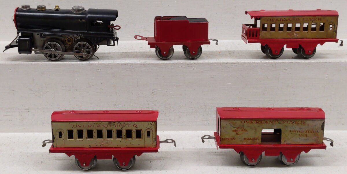 Hafner 1103 Prewar O Custom Tinplate Wind-Up Overland Flyer Steam Freight Set