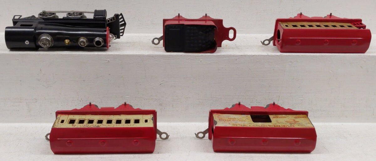 Hafner 1103 Prewar O Custom Tinplate Wind-Up Overland Flyer Steam Freight Set