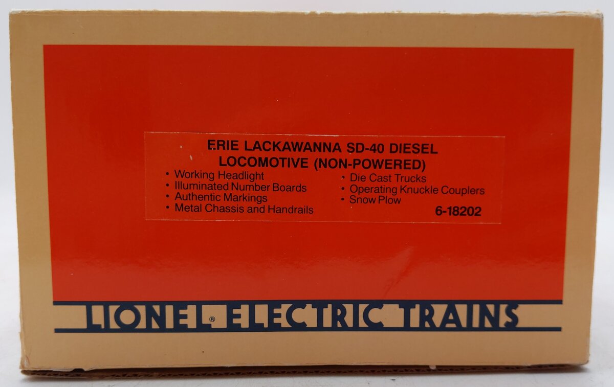 Lionel 6-18202 O Erie Lackawanna SD-40 Non-Powered Diesel Locomotive #8459 EX/Box