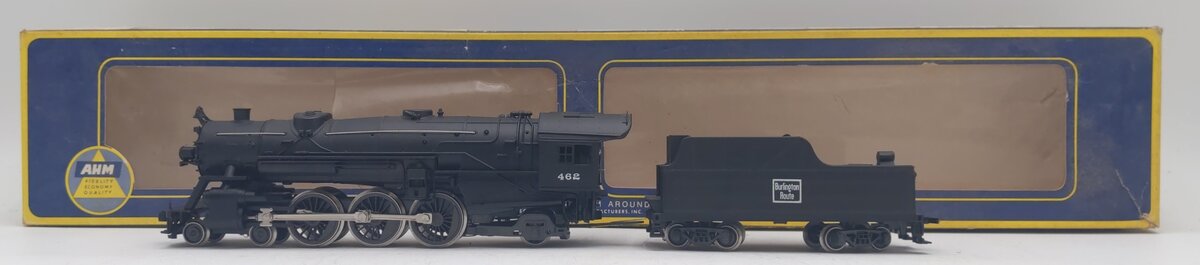 AHM 5088-E HO Scale Burlington Route 4-6-2 Steam Locomotive & Tender #462 EX/Box