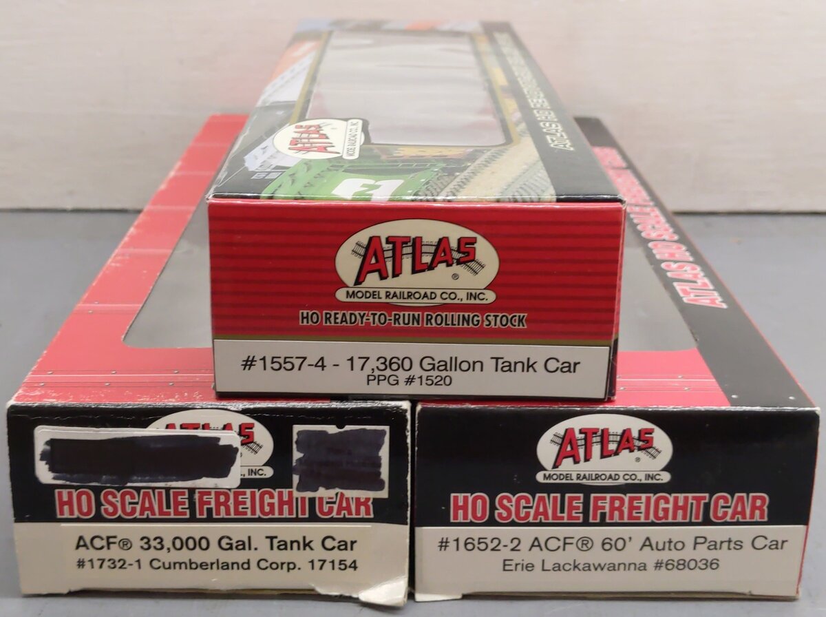 Atlus HO Scale Assorted Freight Cars 1652-2, 1732-1, 1557-4 [3] EX/Box