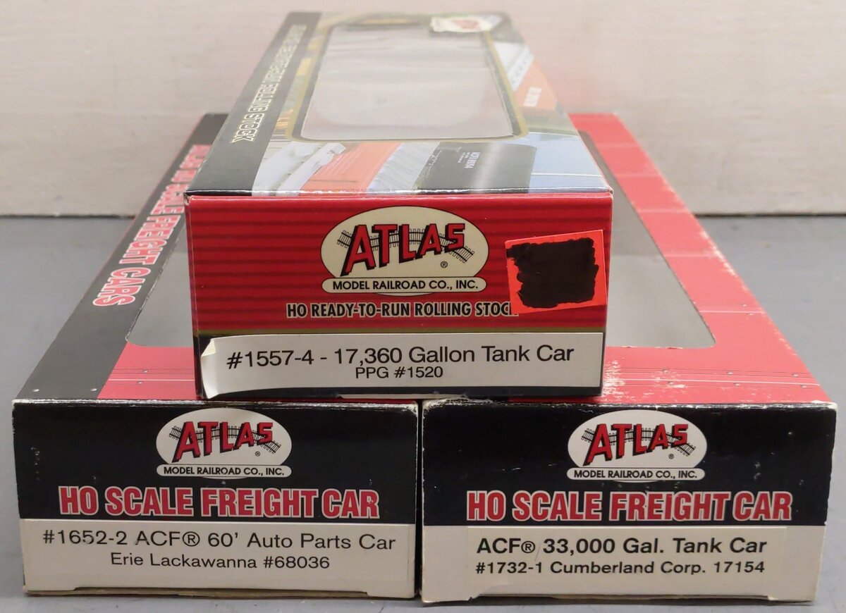 Atlus HO Scale Assorted Freight Cars 1652-2, 1732-1, 1557-4 [3] EX/Box