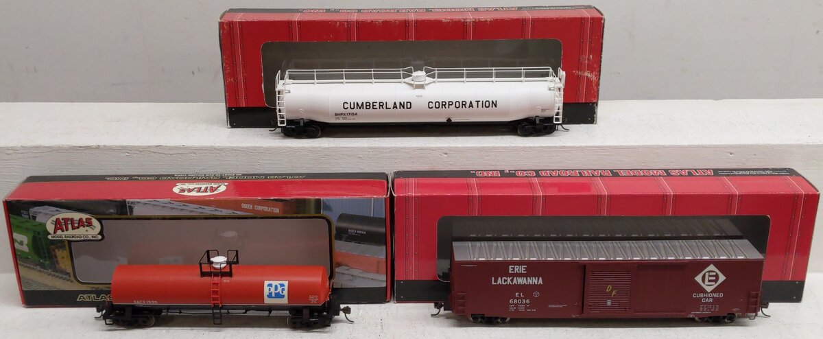 Atlus HO Scale Assorted Freight Cars 1652-2, 1732-1, 1557-4 [3] EX/Box