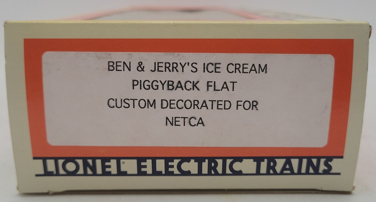 Lionel 6-52111 O Gauge NETCA Housatonic Flatcar w/Ben & Jerry's Trailer EX/Box