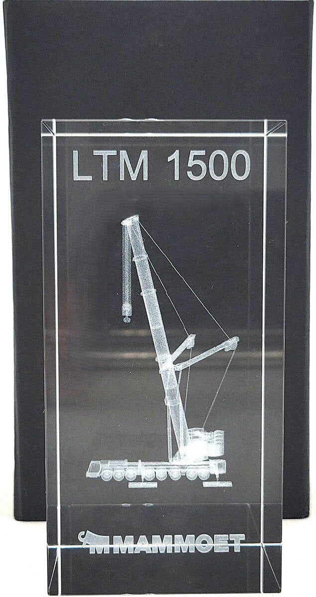 Liebherr LTM 1500 Mammoet 3D Crystal Laser-Etched Block NIB