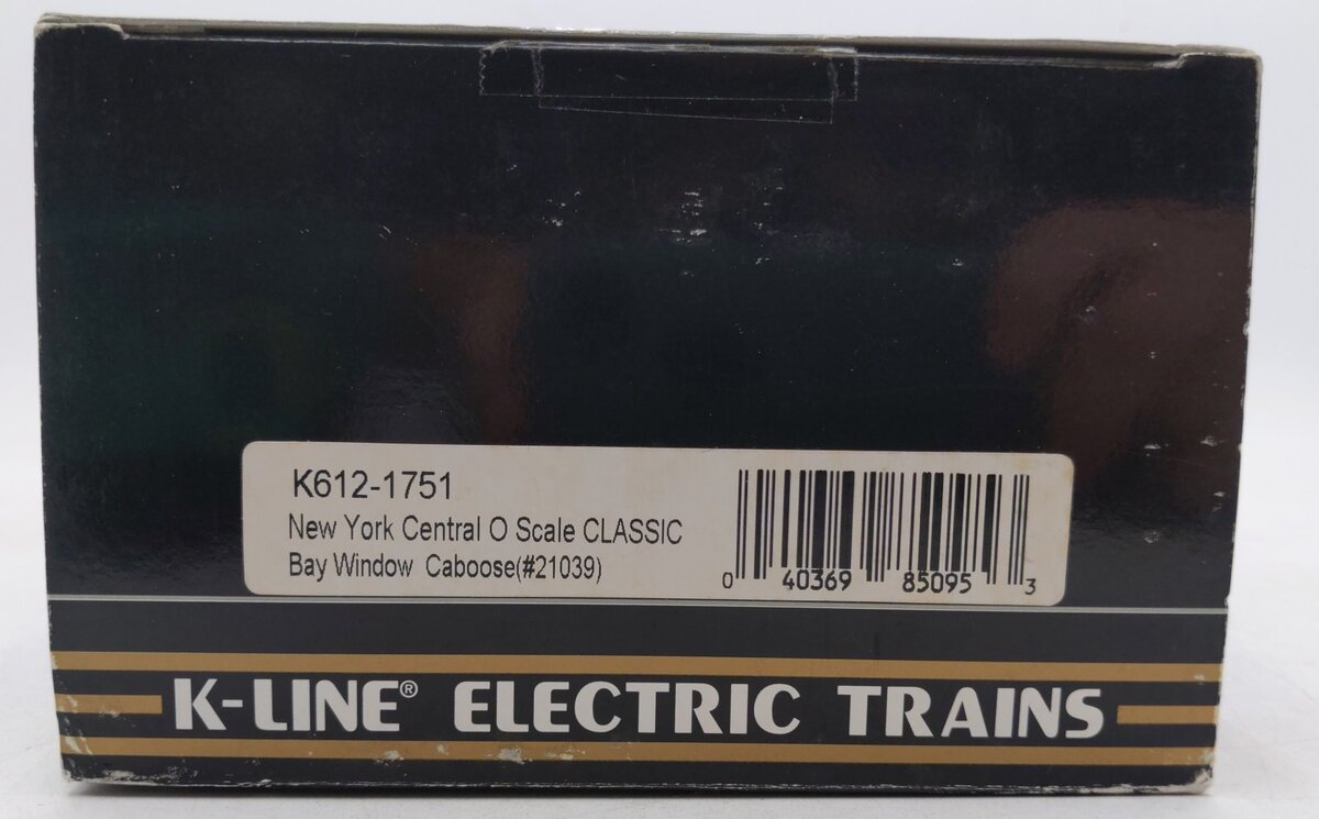 K-Line K612-1751 O Gauge New York Central Scale Bay Window Caboose #21039 EX/Box