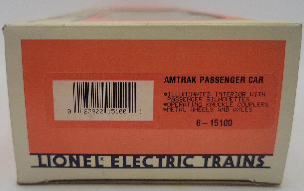 Lionel 6-15100 O Gauge Amtrak "Danbury" Illuminated Passenger Car EX/Box