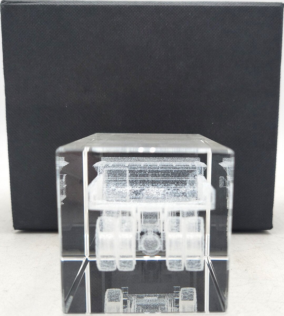 3D Laser Etched Crystal Caterpillar Mining Dump Truck Paperweight LN/Box